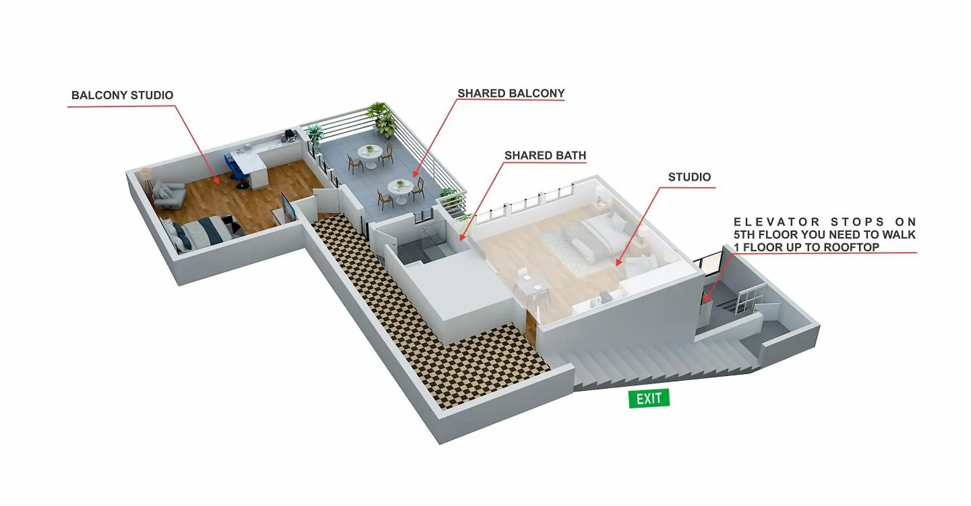 City Center Rooftop Balcony-Studio At Town Hall Basileia Apartamento